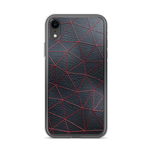 Red Polygon Black Leather iPhone Clear Thin Case CREATIVETECH