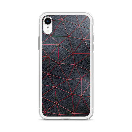 Red Polygon Black Leather iPhone Clear Thin Case CREATIVETECH