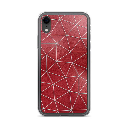 White Polygon Red Leather iPhone Clear Thin Case CREATIVETECH