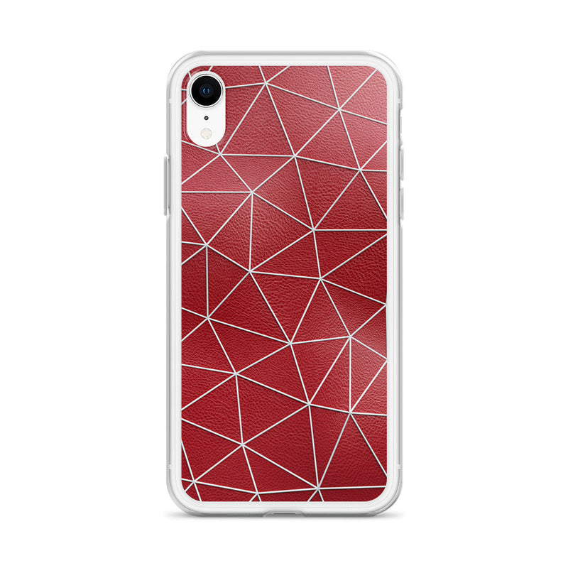 Load image into Gallery viewer, White Polygon Red Leather iPhone Clear Thin Case CREATIVETECH
