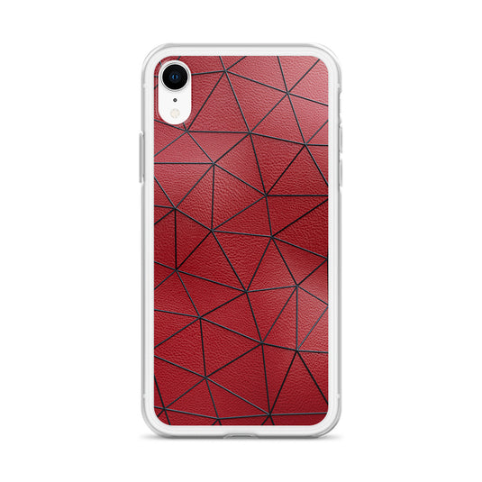 Black Polygon Red Leather iPhone Clear Thin Case CREATIVETECH