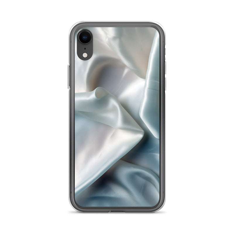 Load image into Gallery viewer, White Satin Pearl Cloth iPhone Clear Thin Case CREATIVETECH
