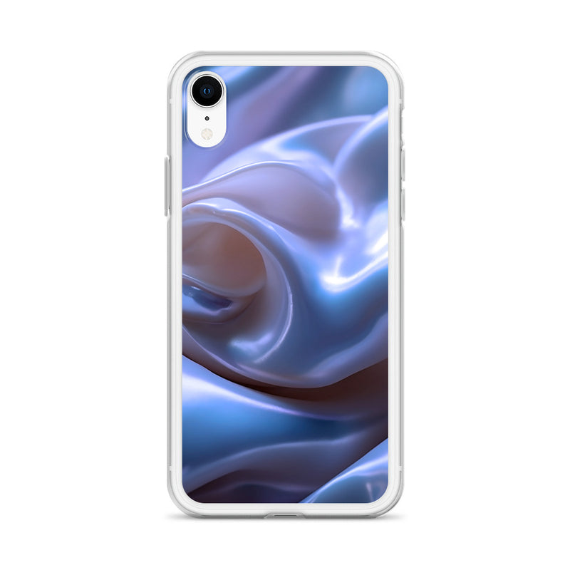 Load image into Gallery viewer, Blue Satin Pearl Cloth iPhone Clear Thin Case CREATIVETECH
