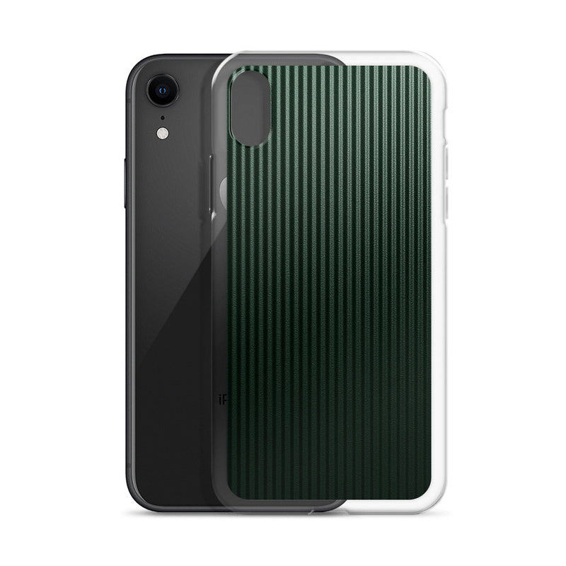 Load image into Gallery viewer, Dark Green Striped Carbon Fiber iPhone Clear Thin Case CREATIVETECH