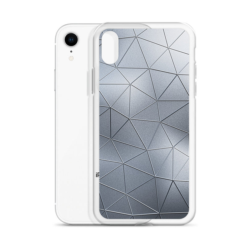 Load image into Gallery viewer, Silver Metal Polygon iPhone Clear Thin Case CREATIVETECH
