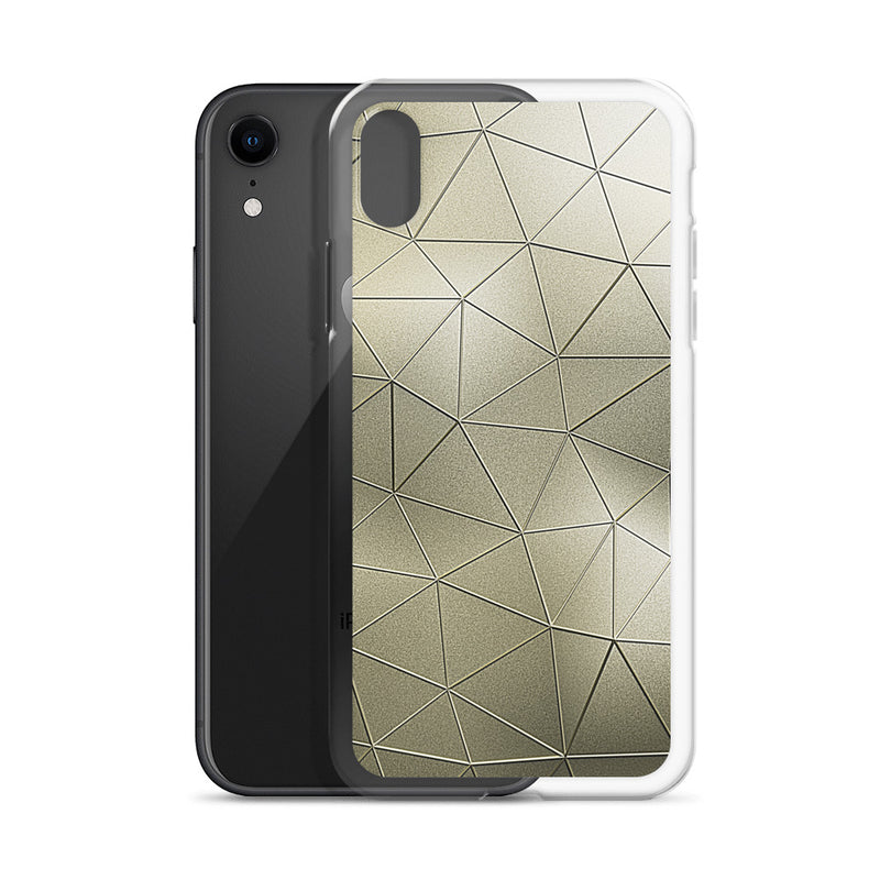 Load image into Gallery viewer, Golden Metal Polygon iPhone Clear Thin Case CREATIVETECH
