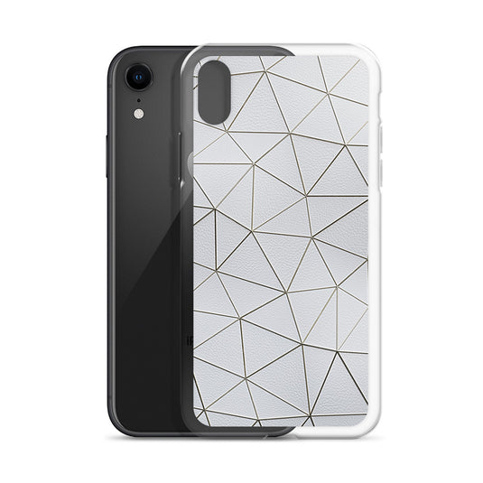 Gold Polygon White Leather iPhone Clear Thin Case CREATIVETECH