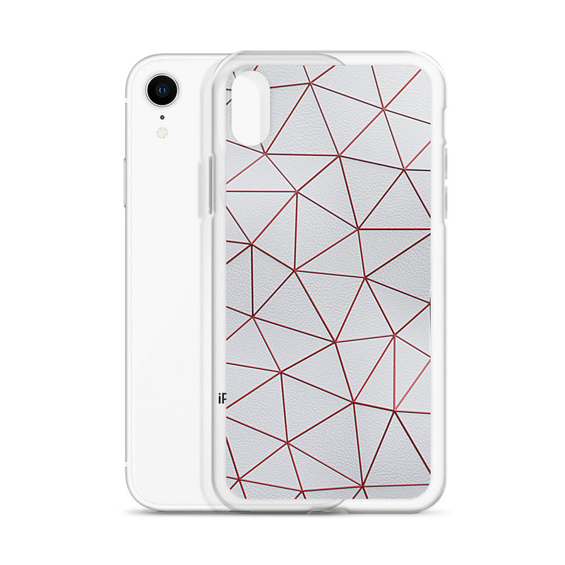 Load image into Gallery viewer, Red Polygon White Leather iPhone Clear Thin Case CREATIVETECH