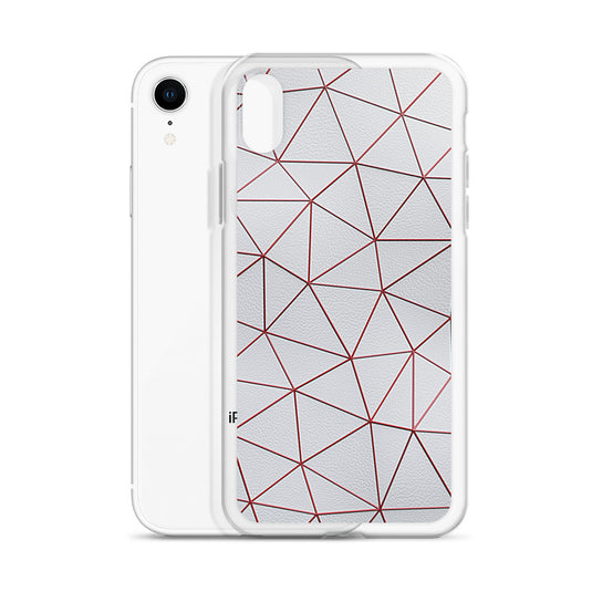 Red Polygon White Leather iPhone Clear Thin Case CREATIVETECH