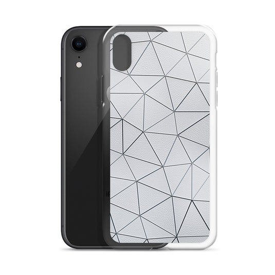 Silver Polygon White Leather iPhone Clear Thin Case CREATIVETECH