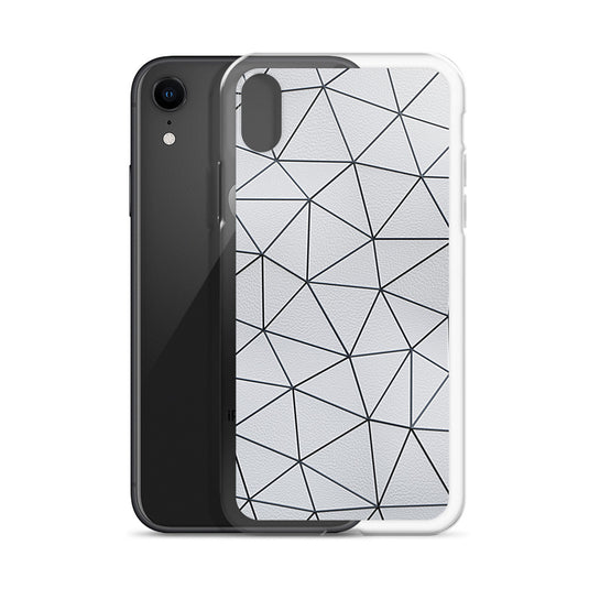 Black Polygon White Leather iPhone Clear Thin Case CREATIVETECH