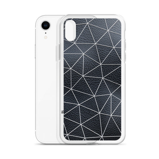 White Polygon Black Leather iPhone Clear Thin Case CREATIVETECH