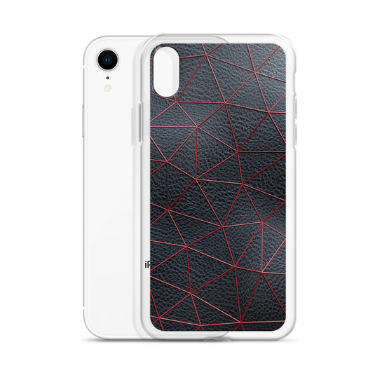 Red Polygon Black Leather iPhone Clear Thin Case CREATIVETECH