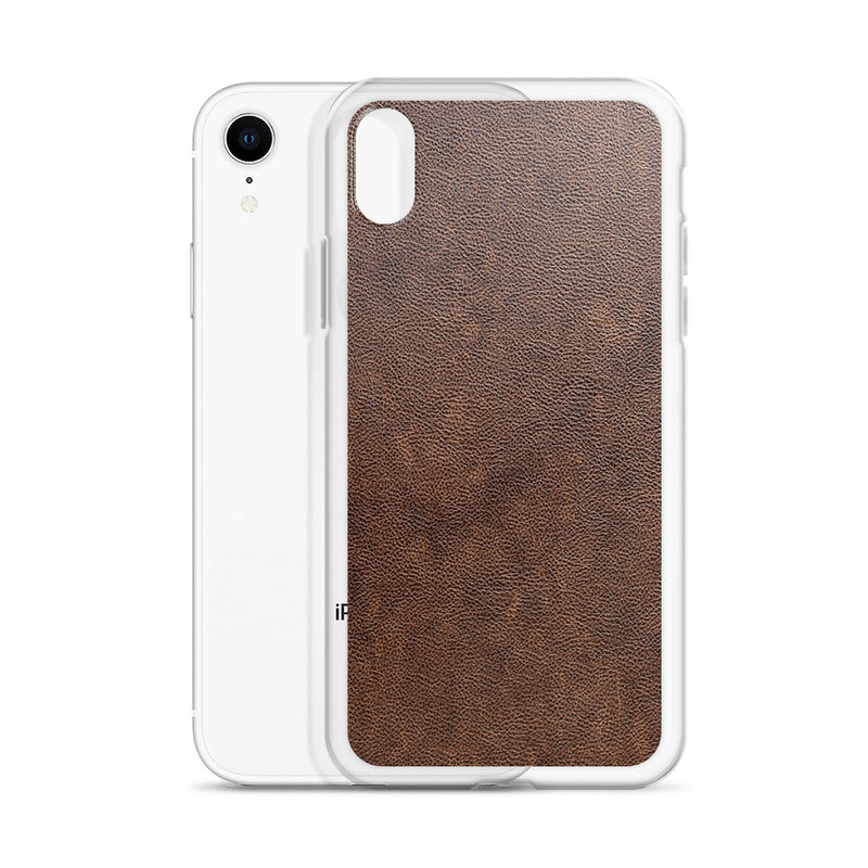 Load image into Gallery viewer, Light Brown Leather iPhone Clear Thin Case CREATIVETECH
