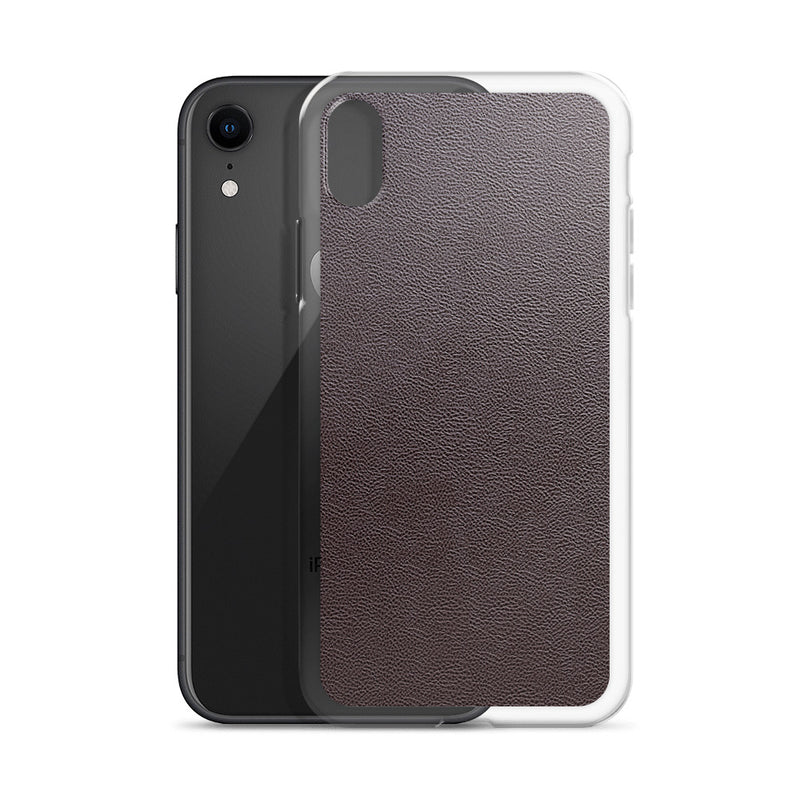 Load image into Gallery viewer, Dark Brown Leather iPhone Clear Thin Case CREATIVETECH
