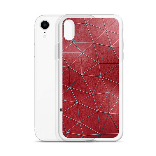 Silver Polygon Red Leather iPhone Clear Thin Case CREATIVETECH