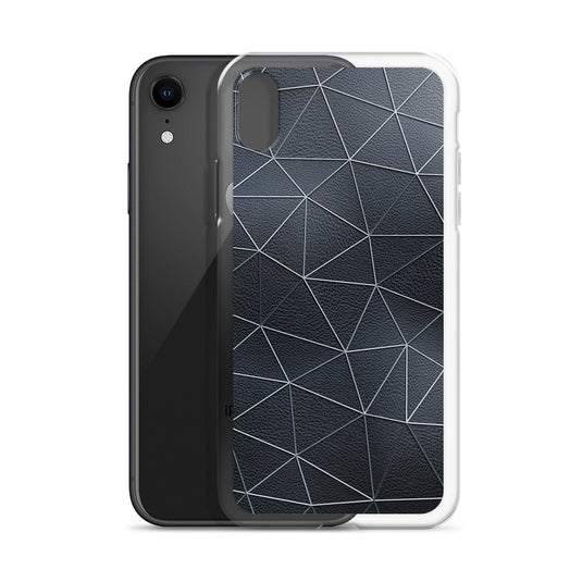 Silver Polygon Black Leather iPhone Clear Thin Case CREATIVETECH