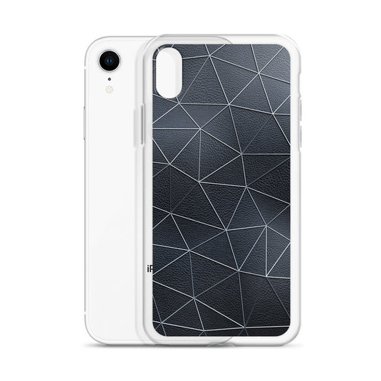 Silver Polygon Black Leather iPhone Clear Thin Case CREATIVETECH
