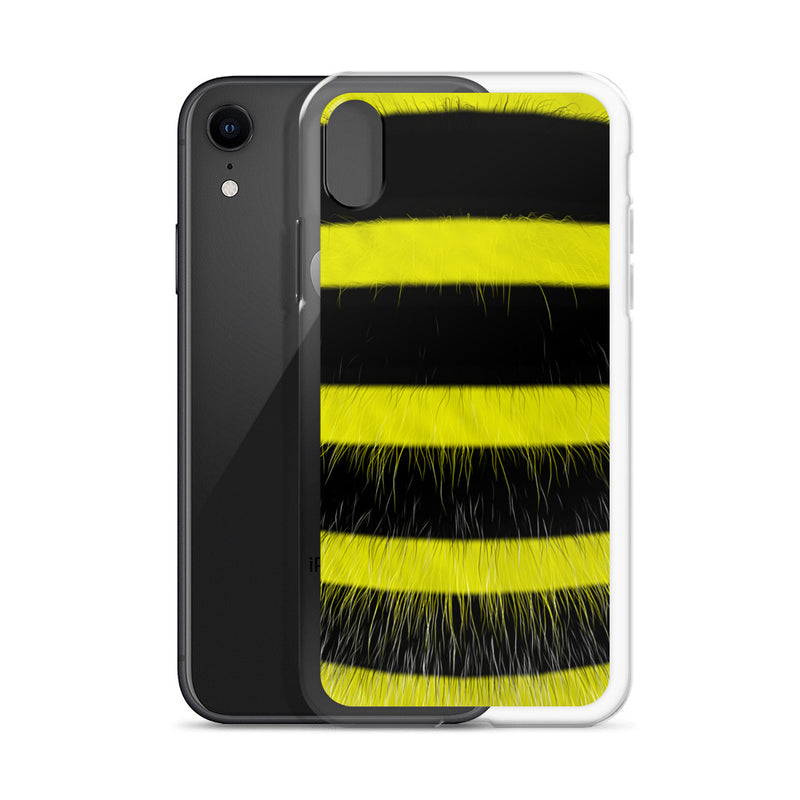 Load image into Gallery viewer, Fluffy Bee Yellow Black iPhone Clear Thin Case CREATIVETECH