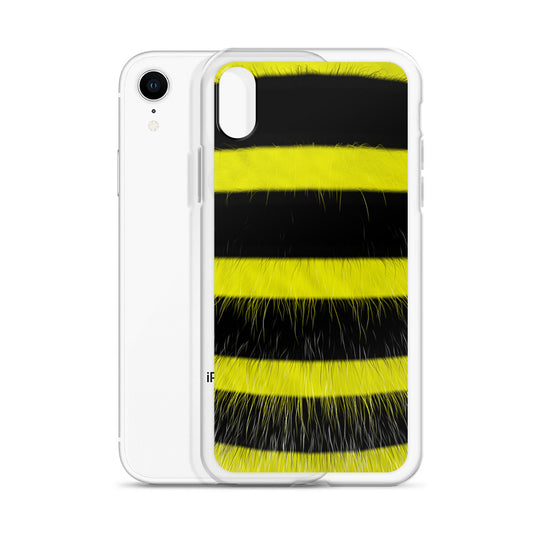 Fluffy Bee Yellow Black iPhone Clear Thin Case CREATIVETECH