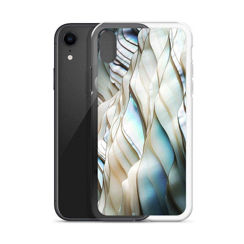 Load image into Gallery viewer, Cream Blue White Pearl iPhone Clear Thin Case CREATIVETECH
