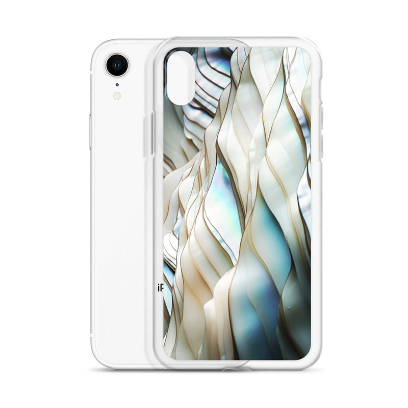 Load image into Gallery viewer, Cream Blue White Pearl iPhone Clear Thin Case CREATIVETECH
