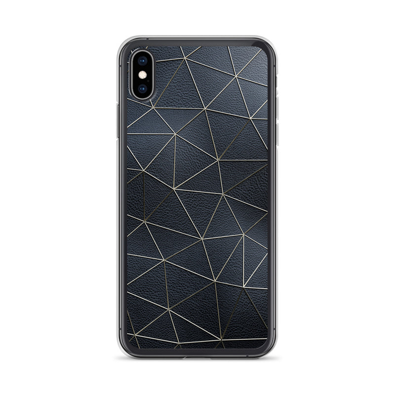 Load image into Gallery viewer, Golden Polygon Black Leather iPhone Clear Thin Case CREATIVETECH