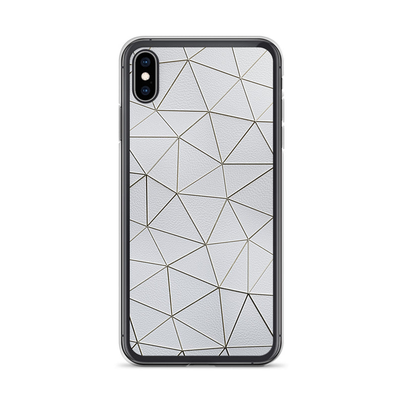 Load image into Gallery viewer, Gold Polygon White Leather iPhone Clear Thin Case CREATIVETECH
