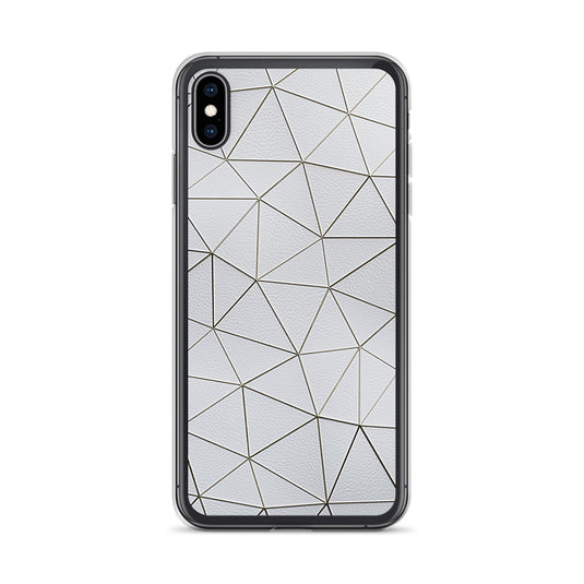 Gold Polygon White Leather iPhone Clear Thin Case CREATIVETECH