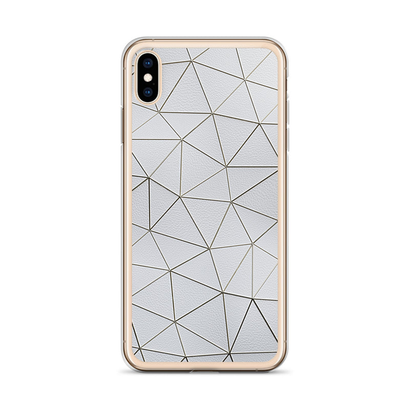 Load image into Gallery viewer, Gold Polygon White Leather iPhone Clear Thin Case CREATIVETECH
