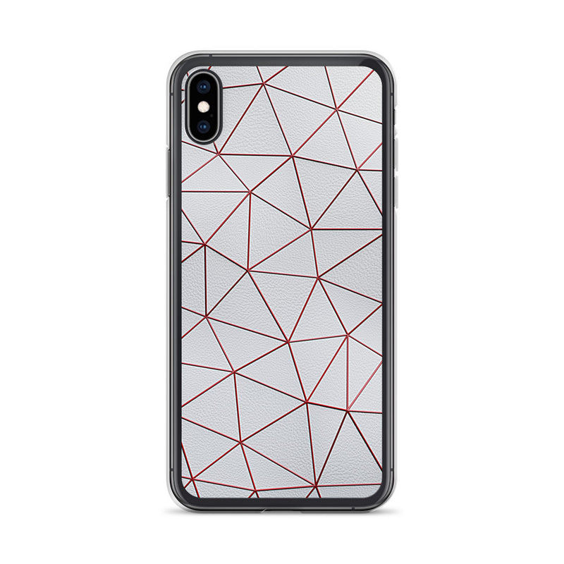 Load image into Gallery viewer, Red Polygon White Leather iPhone Clear Thin Case CREATIVETECH