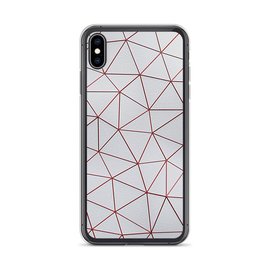 Red Polygon White Leather iPhone Clear Thin Case CREATIVETECH
