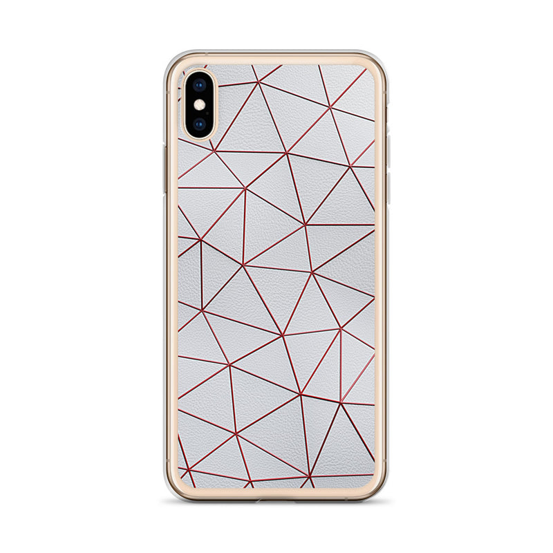 Load image into Gallery viewer, Red Polygon White Leather iPhone Clear Thin Case CREATIVETECH