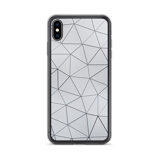 Silver Polygon White Leather iPhone Clear Thin Case CREATIVETECH