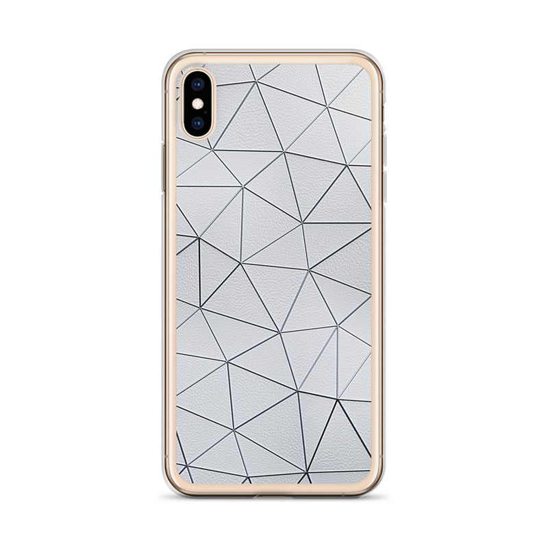 Load image into Gallery viewer, Silver Polygon White Leather iPhone Clear Thin Case CREATIVETECH
