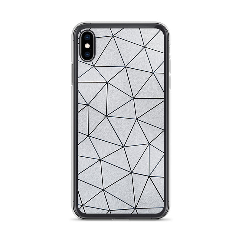 Load image into Gallery viewer, Black Polygon White Leather iPhone Clear Thin Case CREATIVETECH
