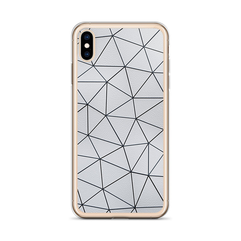 Load image into Gallery viewer, Black Polygon White Leather iPhone Clear Thin Case CREATIVETECH
