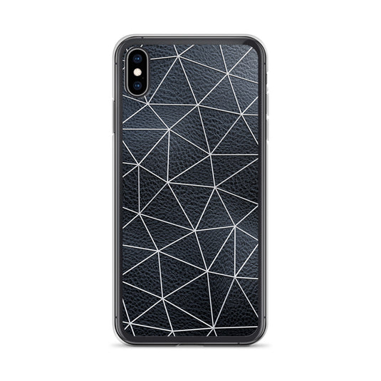 White Polygon Black Leather iPhone Clear Thin Case CREATIVETECH