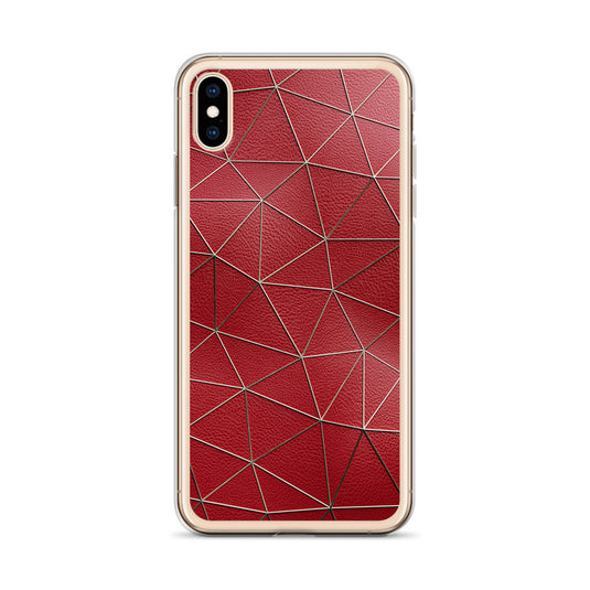 Golden Polygon Red Leather iPhone Clear Thin Case CREATIVETECH