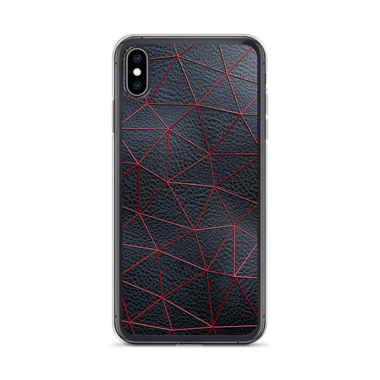 Red Polygon Black Leather iPhone Clear Thin Case CREATIVETECH