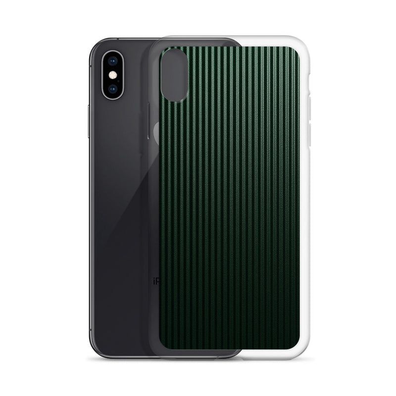 Load image into Gallery viewer, Dark Green Striped Carbon Fiber iPhone Clear Thin Case CREATIVETECH