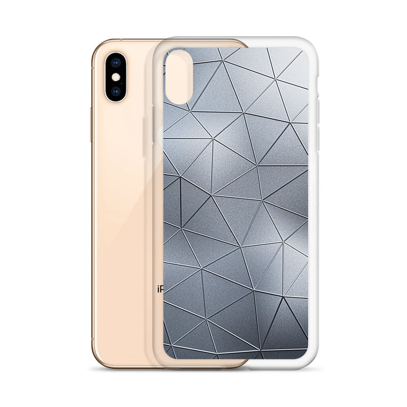 Load image into Gallery viewer, Silver Metal Polygon iPhone Clear Thin Case CREATIVETECH
