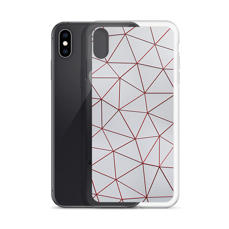 Load image into Gallery viewer, Red Polygon White Leather iPhone Clear Thin Case CREATIVETECH