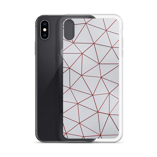 Red Polygon White Leather iPhone Clear Thin Case CREATIVETECH