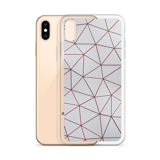 Red Polygon White Leather iPhone Clear Thin Case CREATIVETECH
