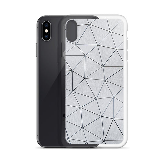 Silver Polygon White Leather iPhone Clear Thin Case CREATIVETECH