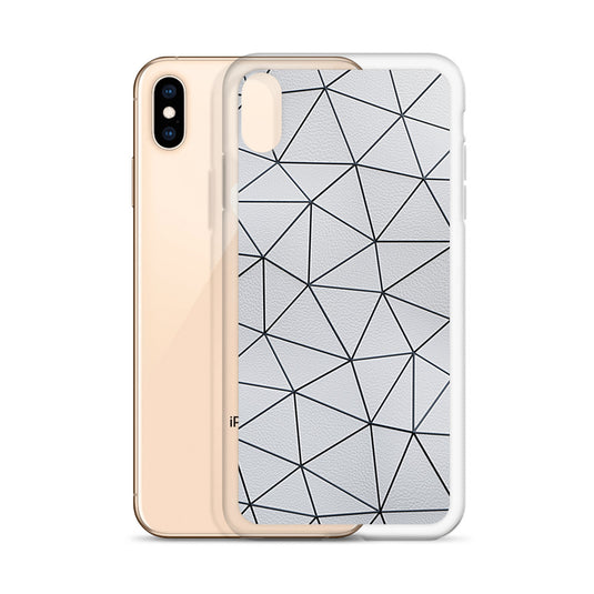 Black Polygon White Leather iPhone Clear Thin Case CREATIVETECH