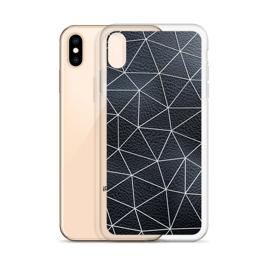 White Polygon Black Leather iPhone Clear Thin Case CREATIVETECH