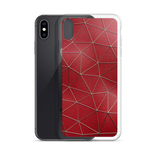 Golden Polygon Red Leather iPhone Clear Thin Case CREATIVETECH