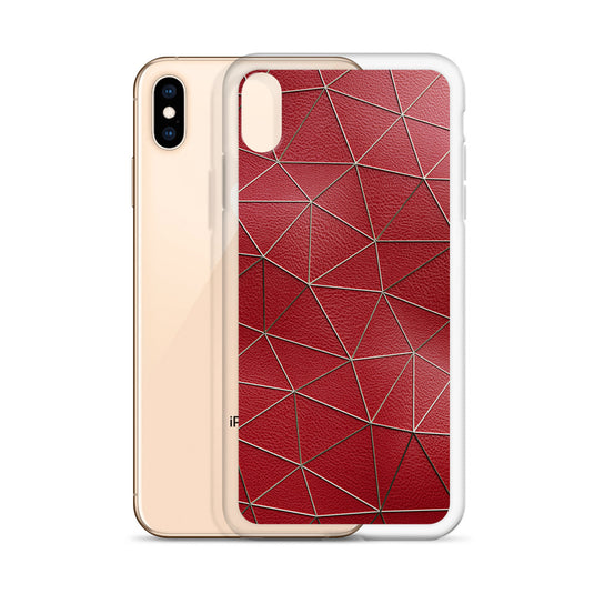 Golden Polygon Red Leather iPhone Clear Thin Case CREATIVETECH